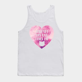 Funny Cat Love Valentines Day - Pink Watercolour Tank Top